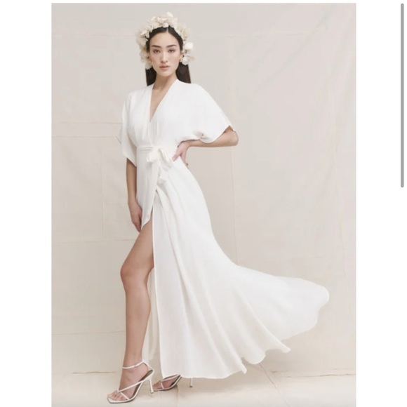 REFORMATION Winslow Wrap Maxi Dress in Ivory Size SP - Picture 6 of 10